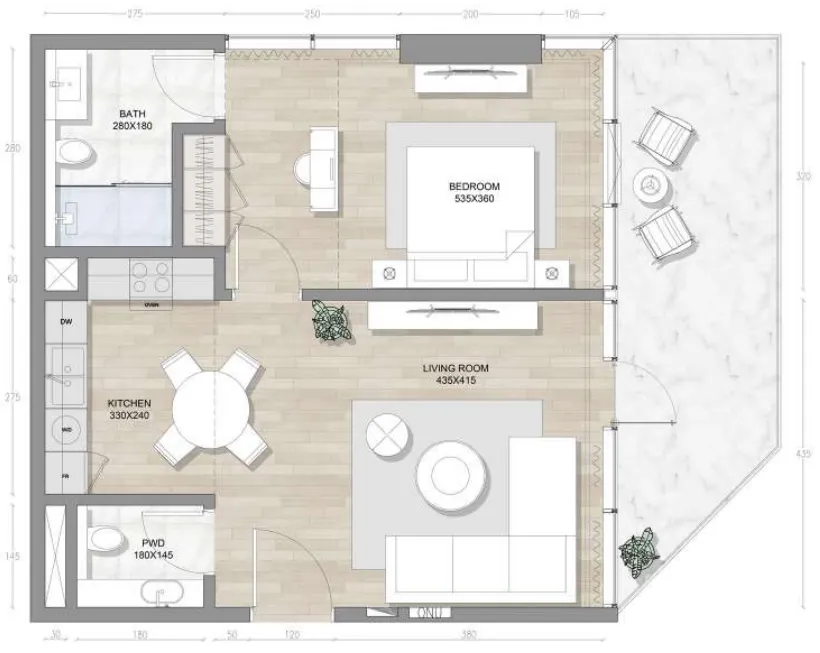 1 bed