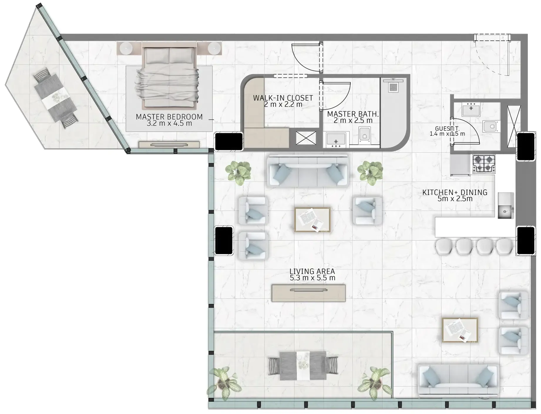 1 bed