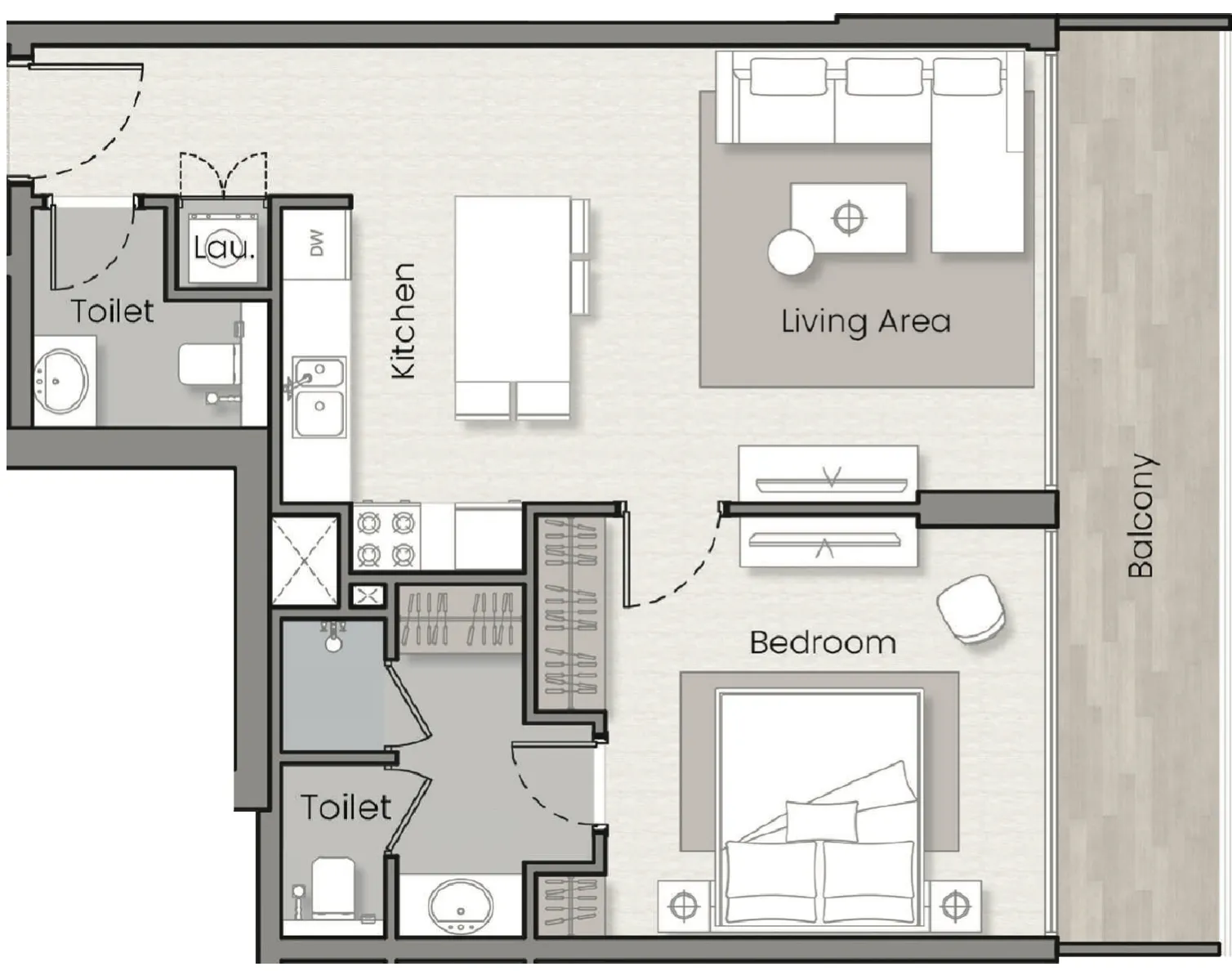 1 bedroom floor plan