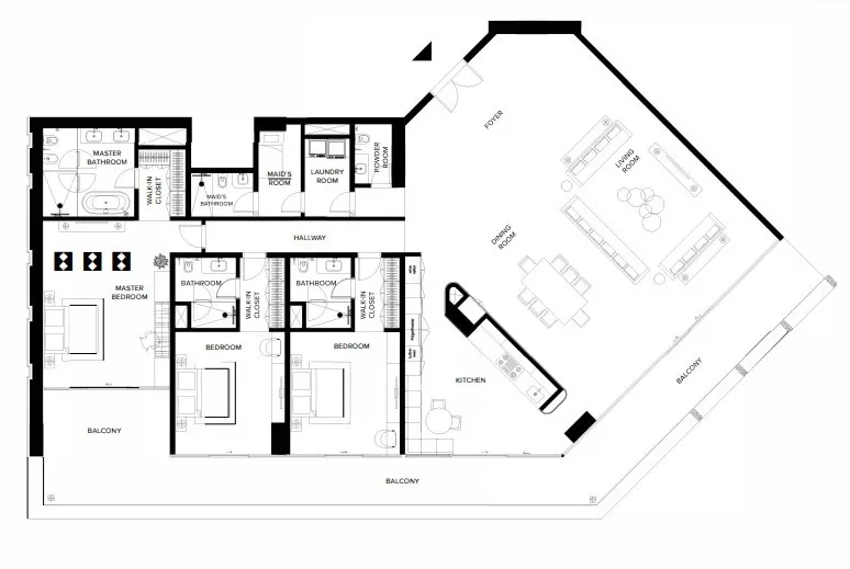 3 bedrooms floor plan