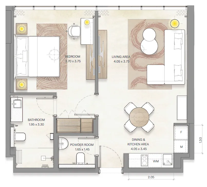 1 bedroom floor plan