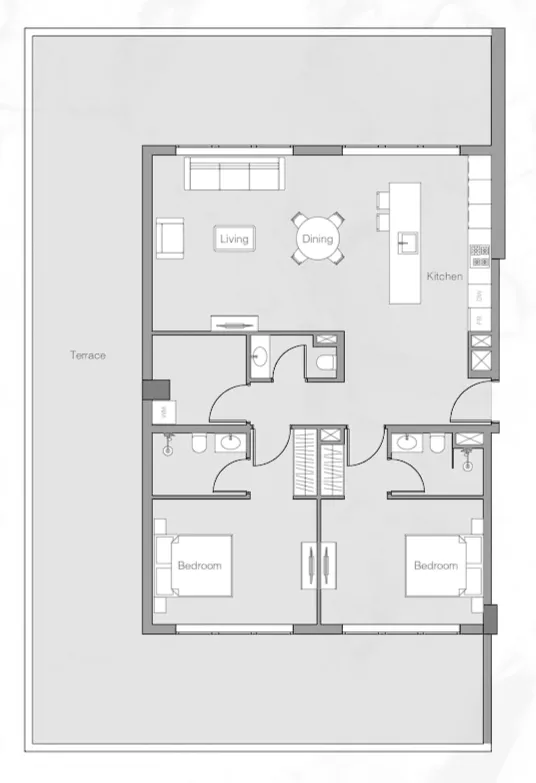2 bedrooms floor plan