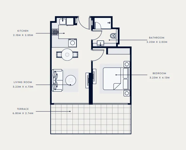 1 bedroom floor plan