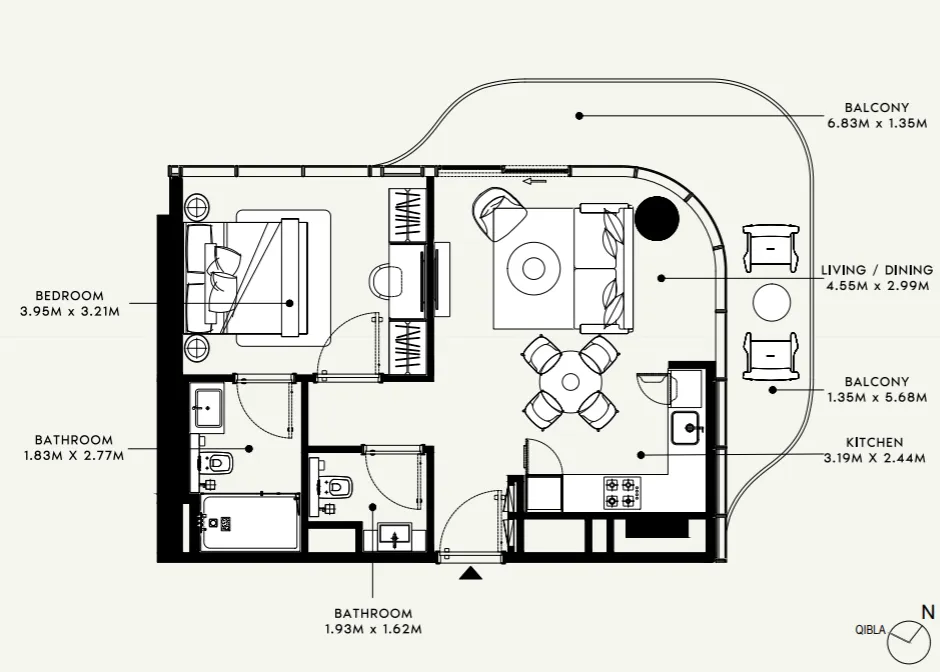 1 bedroom floor plan