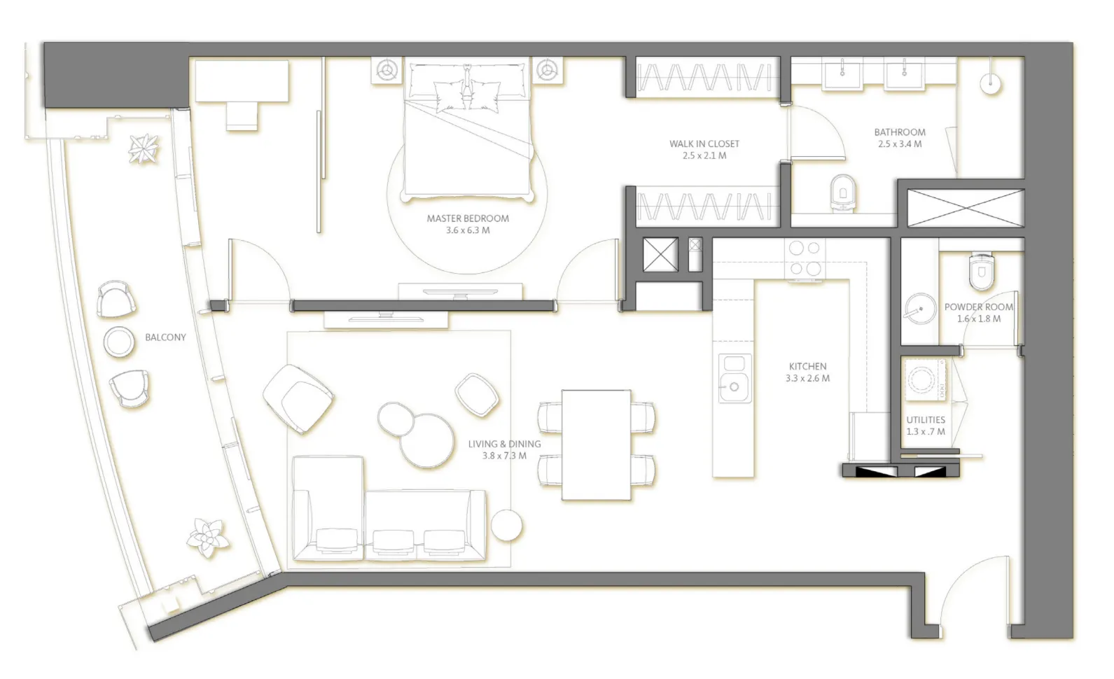 1 bedroom floor plan