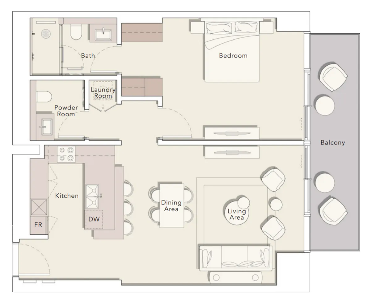 1 bedroom floor plan