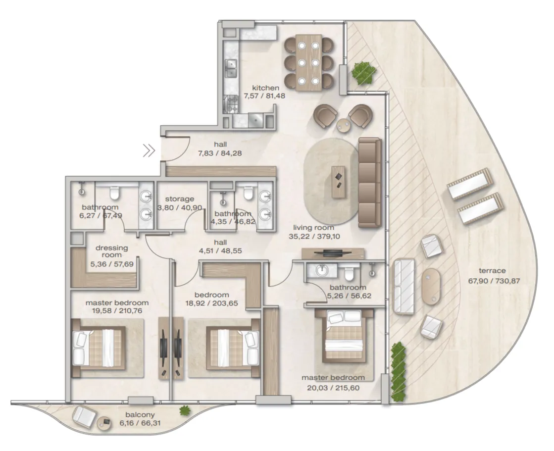 3 bedrooms floor plan
