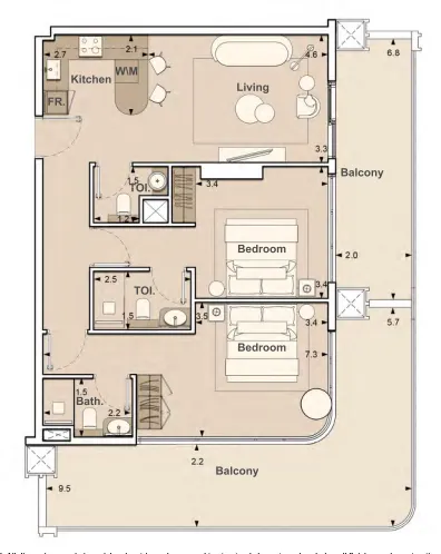 S and S Lume Residences 2BR floor plan