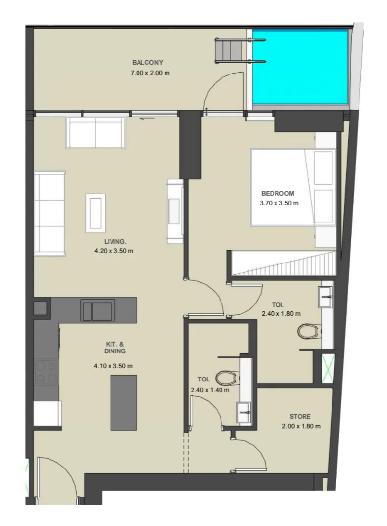 Lucky Aeon Lucky Oasis Residence 1BR floor plan
