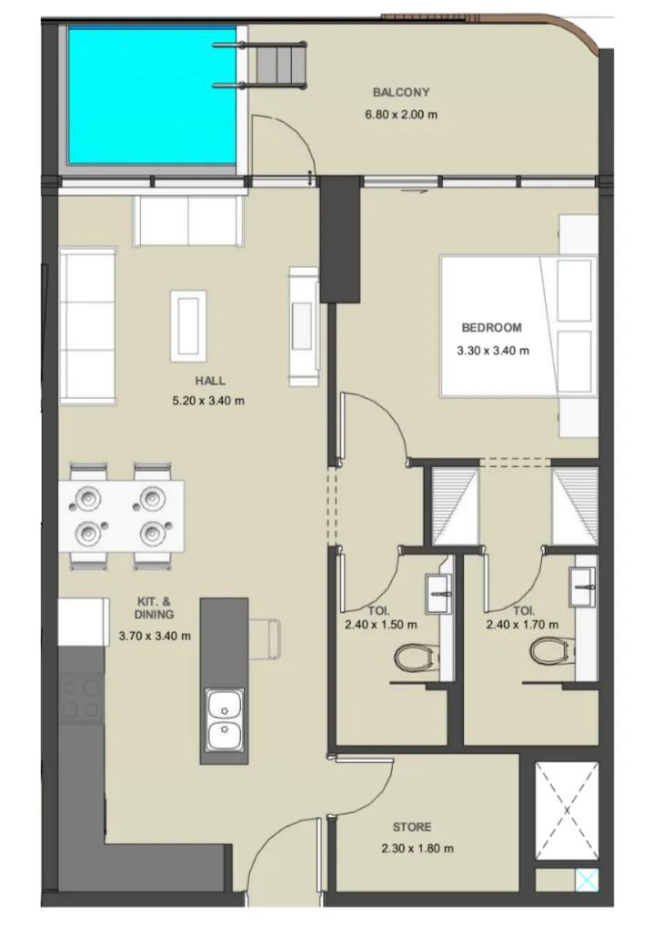 Lucky Aeon Lucky Oasis Residence 1BR floor plan