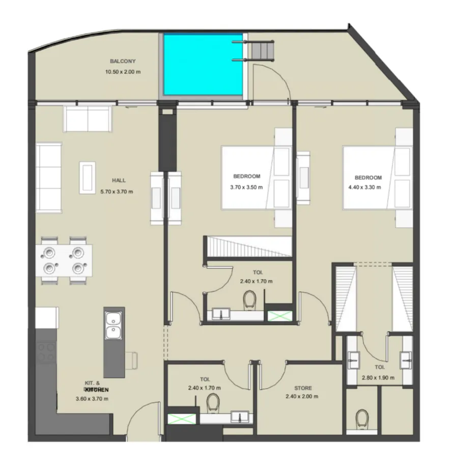 Lucky Aeon Lucky Oasis Residence 2BR floor plan