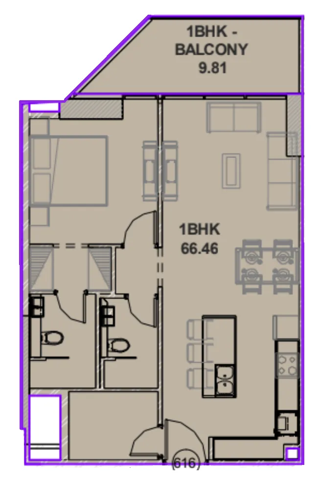 Lucky Aeon Lucky Oasis Residence 1BR floor plan
