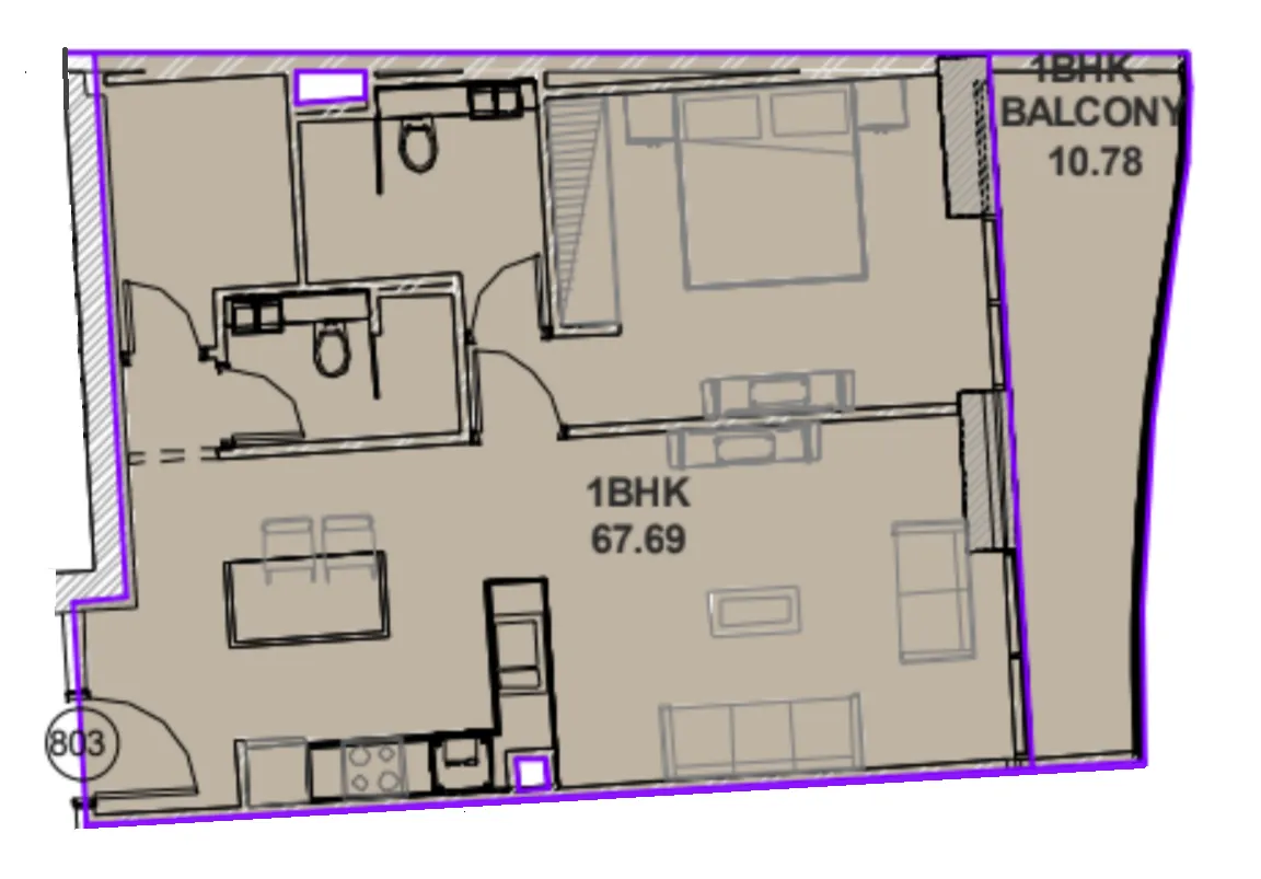 Lucky Aeon Lucky Oasis Residence 1BR floor plan