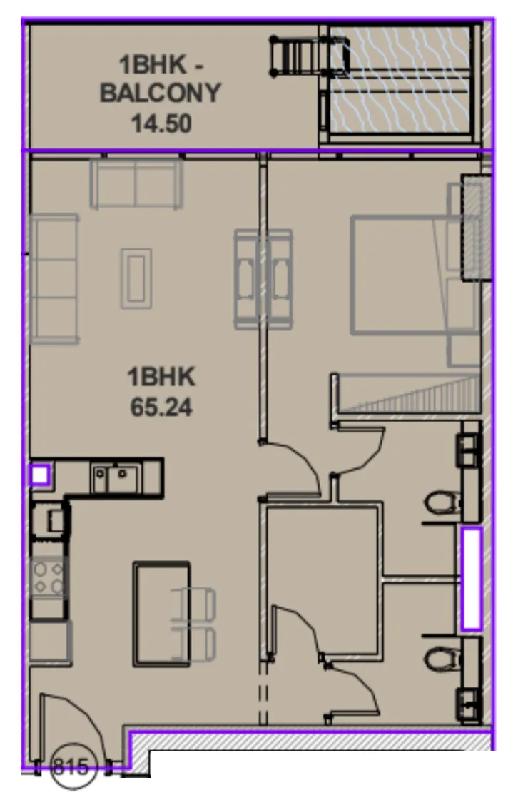 Lucky Aeon Lucky Oasis Residence 1BR floor plan