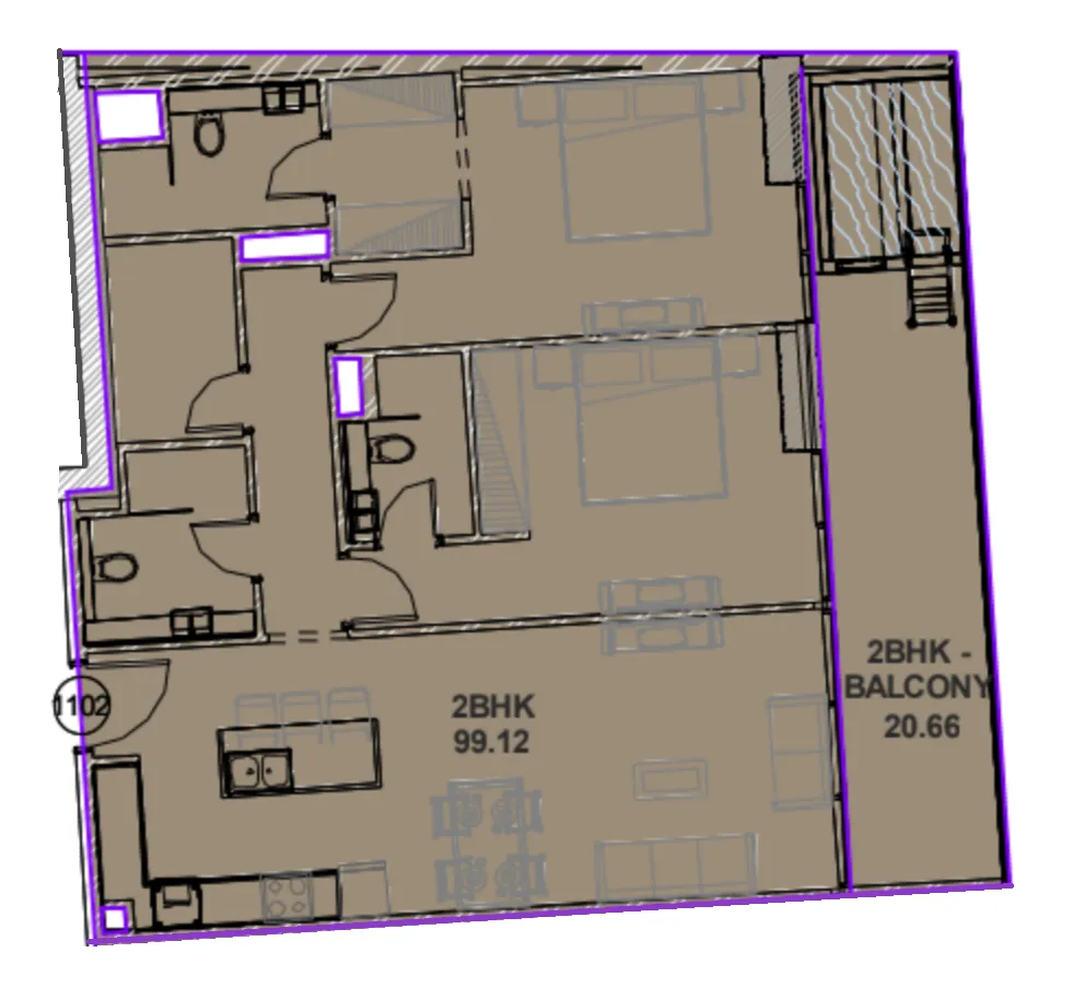 Lucky Aeon Lucky Oasis Residence 2BR floor plan