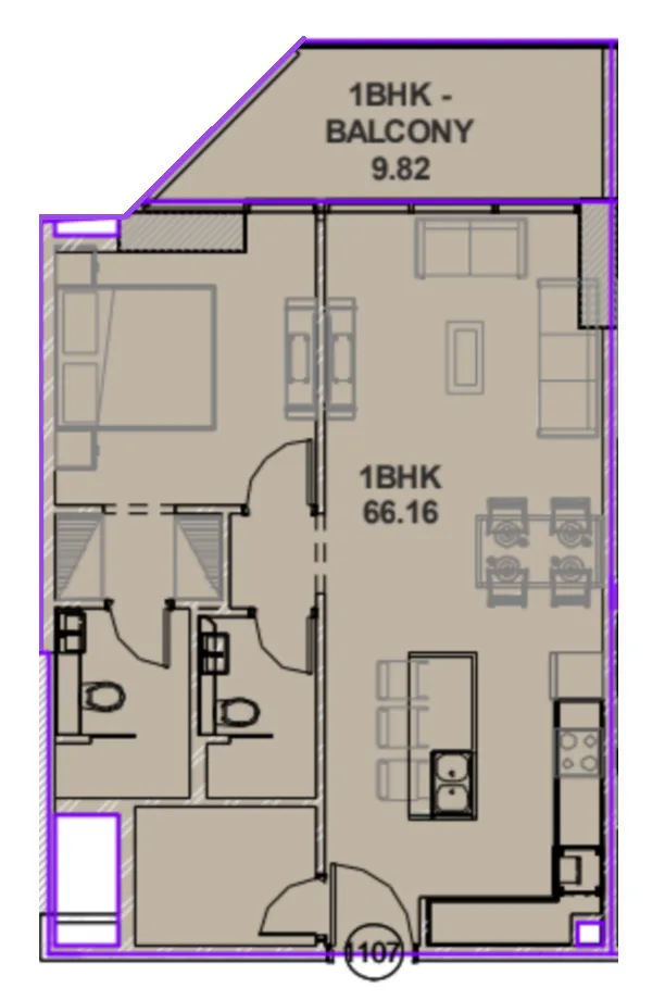 Lucky Aeon Lucky Oasis Residence 1BR floor plan