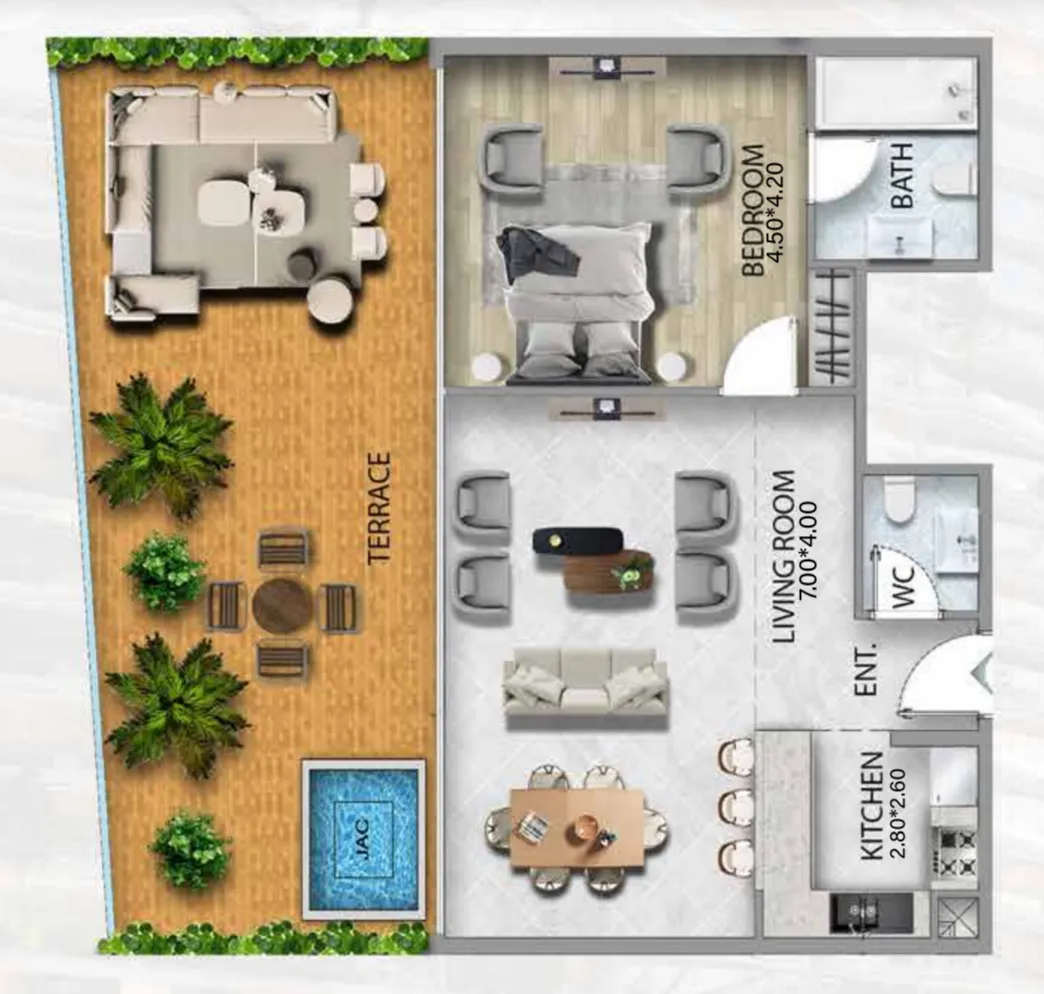 1 bedroom floor plan