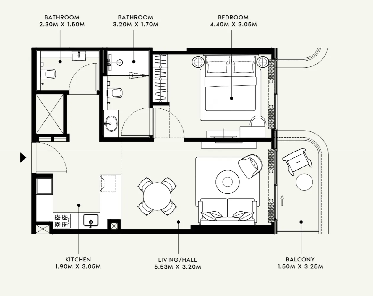 1 bed