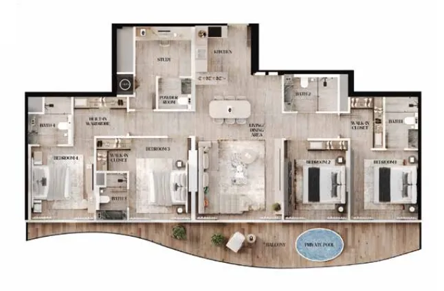 4 bedrooms floor plan