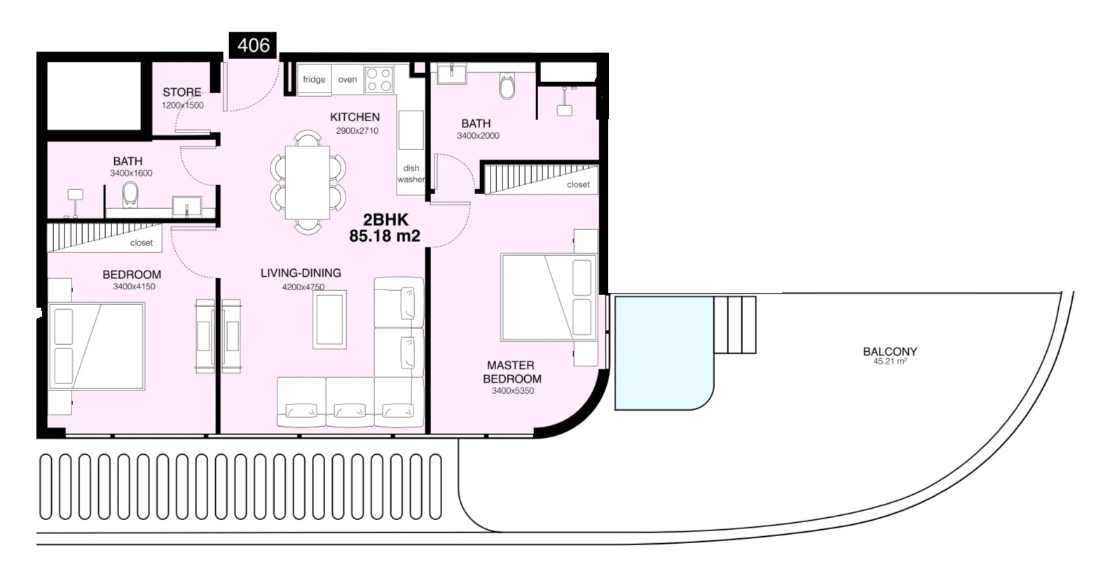 Mr. Eight Development Villa Del Gavi 2BR floor plan