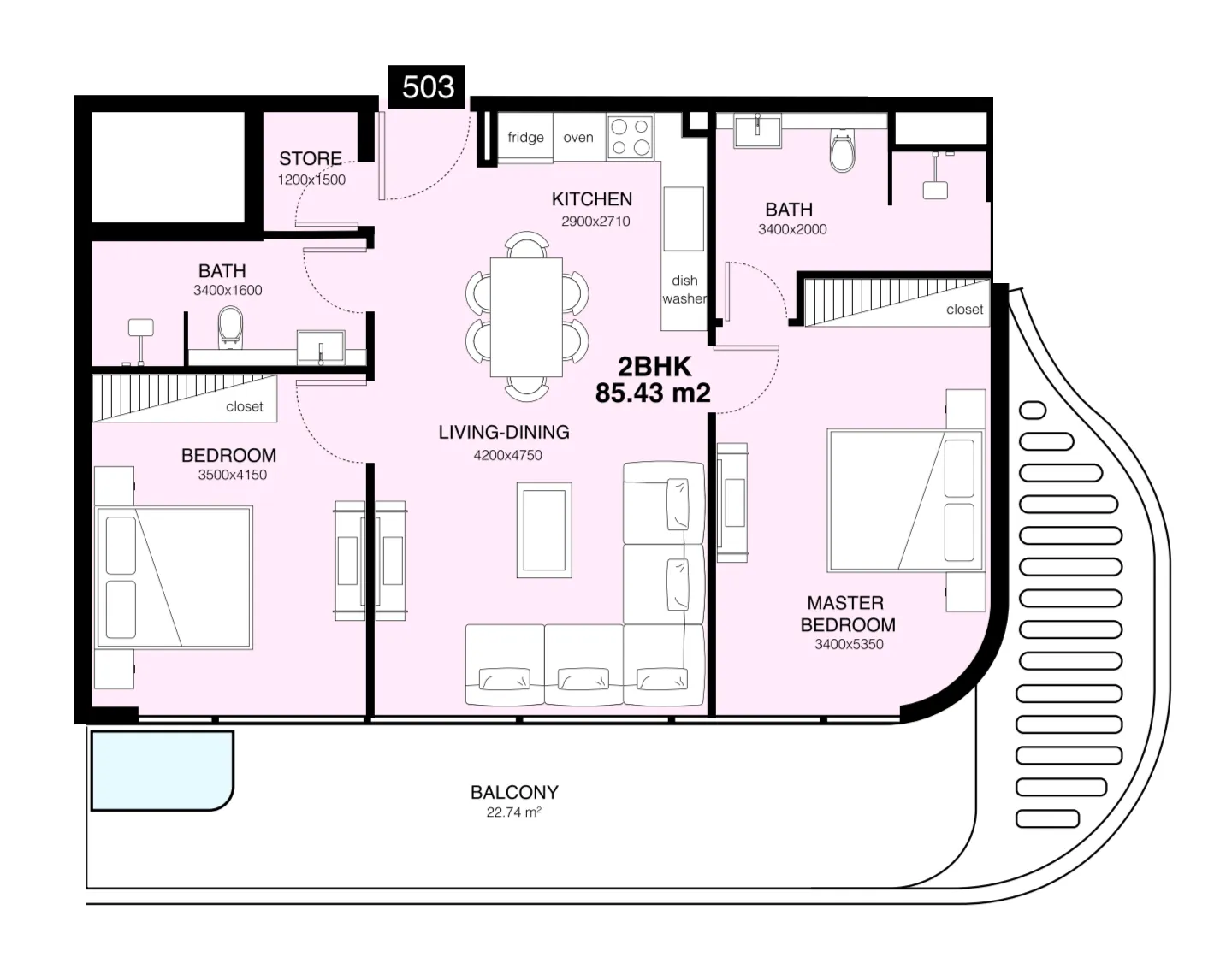Mr. Eight Development Villa Del Gavi 2BR floor plan