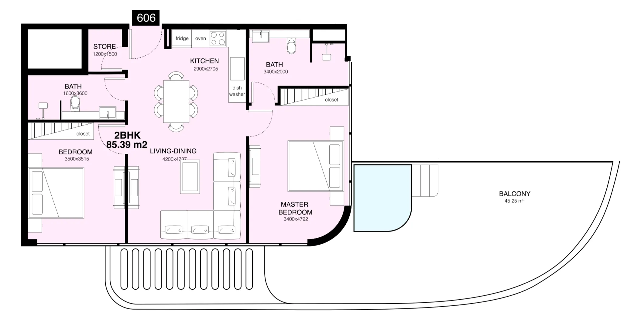 Mr. Eight Development Villa Del Gavi 2BR floor plan