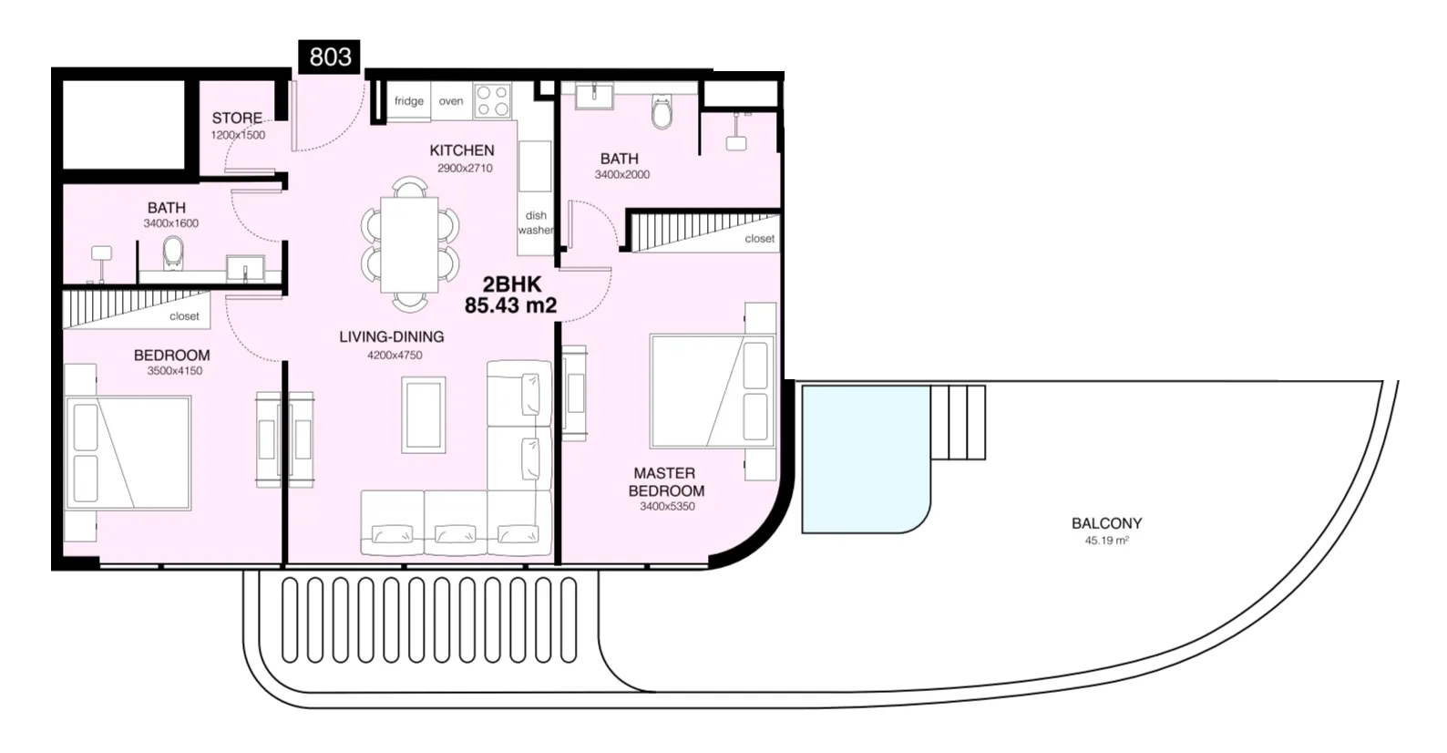 Mr. Eight Development Villa Del Gavi 2BR floor plan