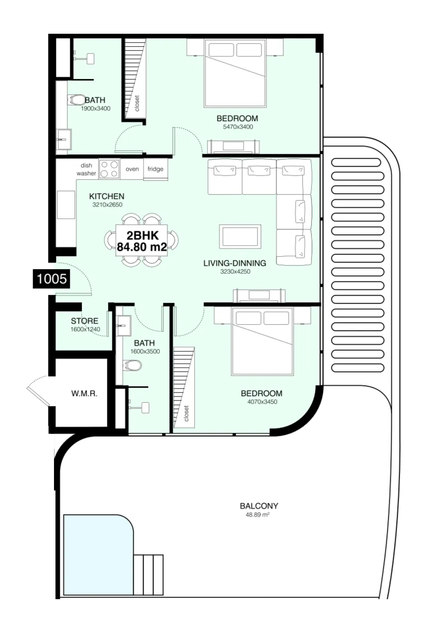 Mr. Eight Development Villa Del Gavi 2BR floor plan