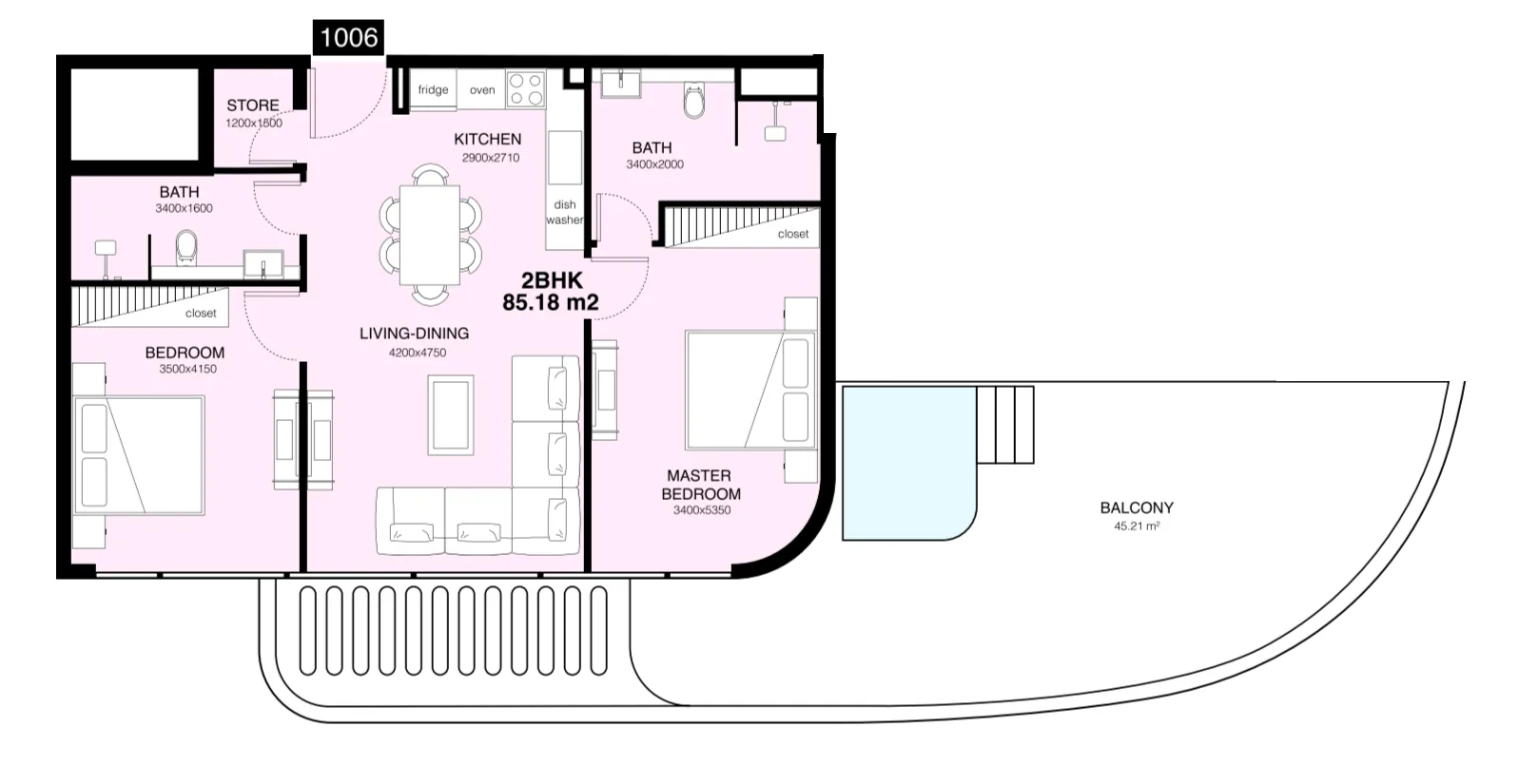 Mr. Eight Development Villa Del Gavi 2BR floor plan