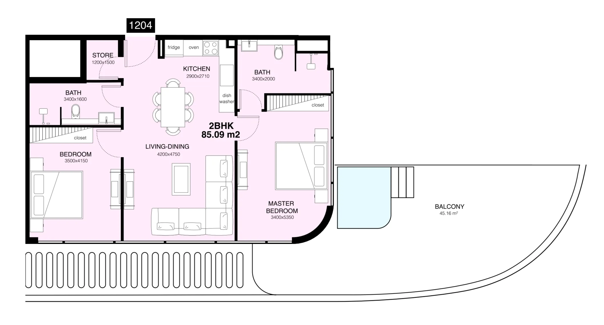 Mr. Eight Development Villa Del Gavi 2BR floor plan