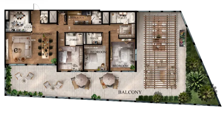 3 bedrooms floor plan
