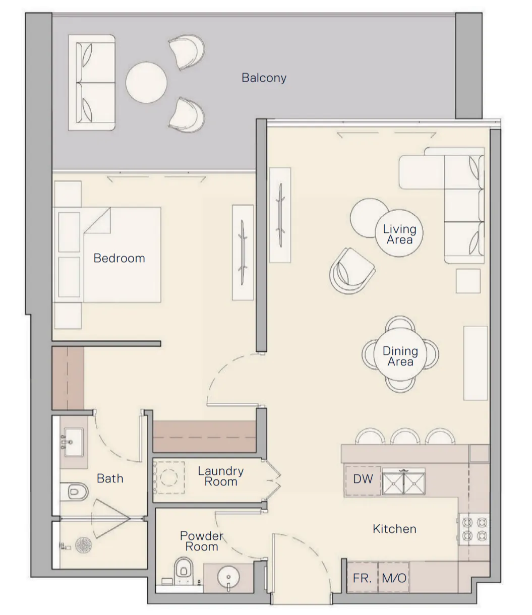 1 bedroom floor plan