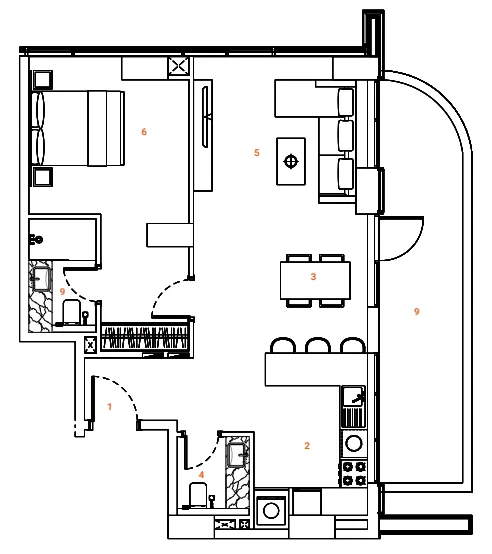1 bedroom floor plan