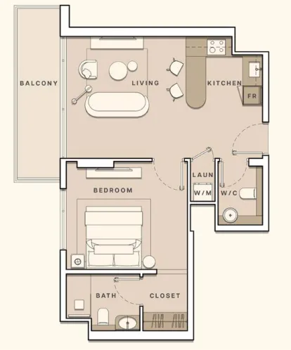 S and S Lume Residences 1BR floor plan