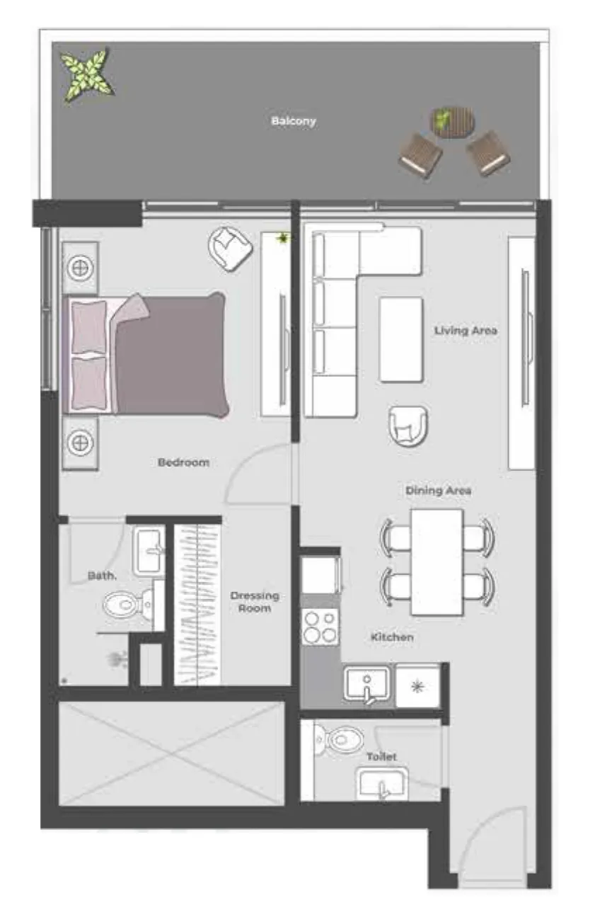 1 bedroom floor plan