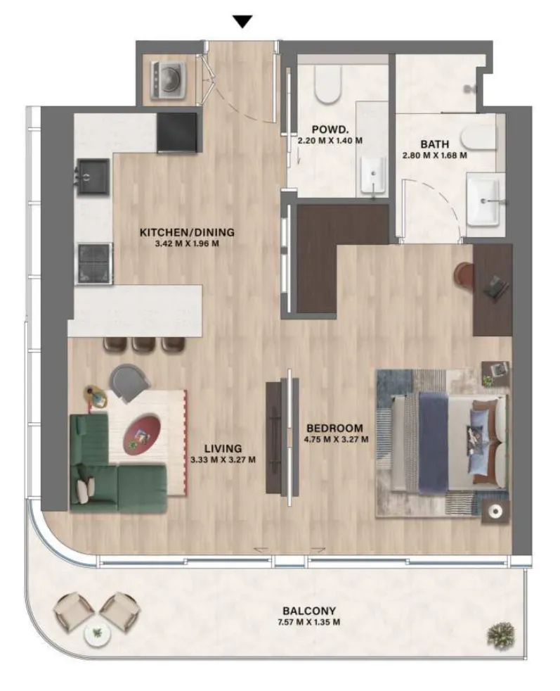 1 bedroom floor plan