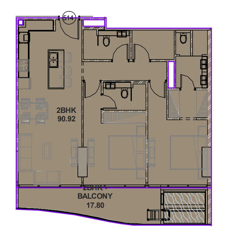 Lucky Aeon Lucky Oasis Residence 2BR floor plan