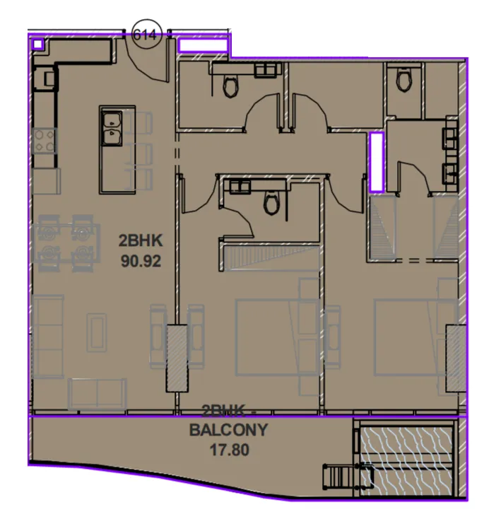 Lucky Aeon Lucky Oasis Residence 2BR floor plan