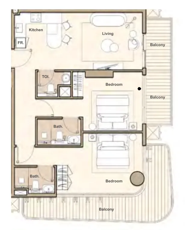 S and S Lume Residences 2BR floor plan