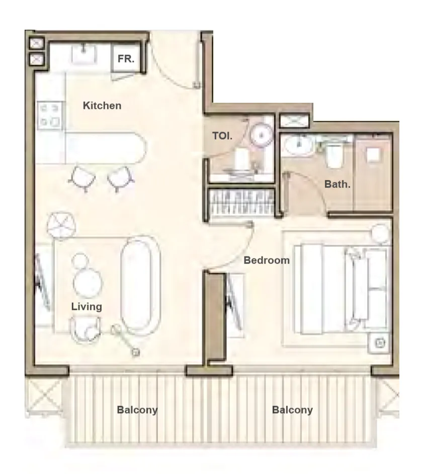 S and S Lume Residences 1BR floor plan
