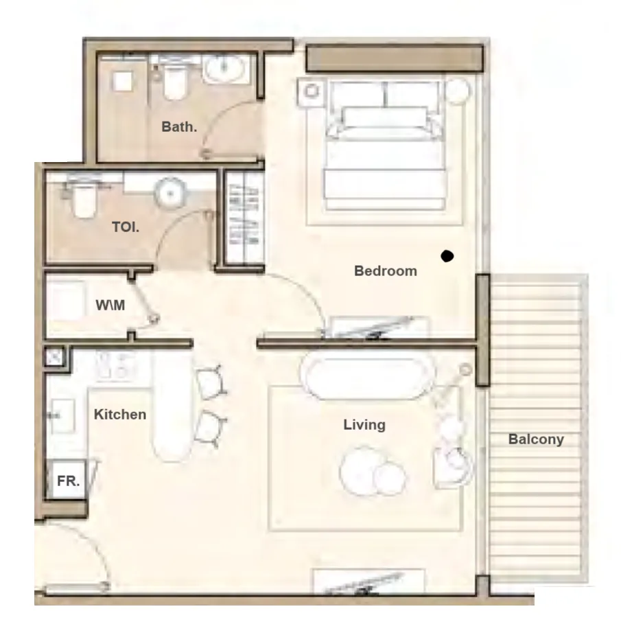 S and S Lume Residences 1BR floor plan
