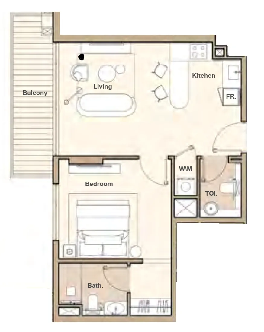 S and S Lume Residences 1BR floor plan