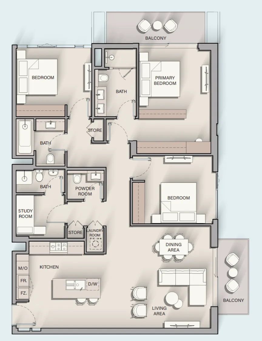 3 bedrooms floor plan