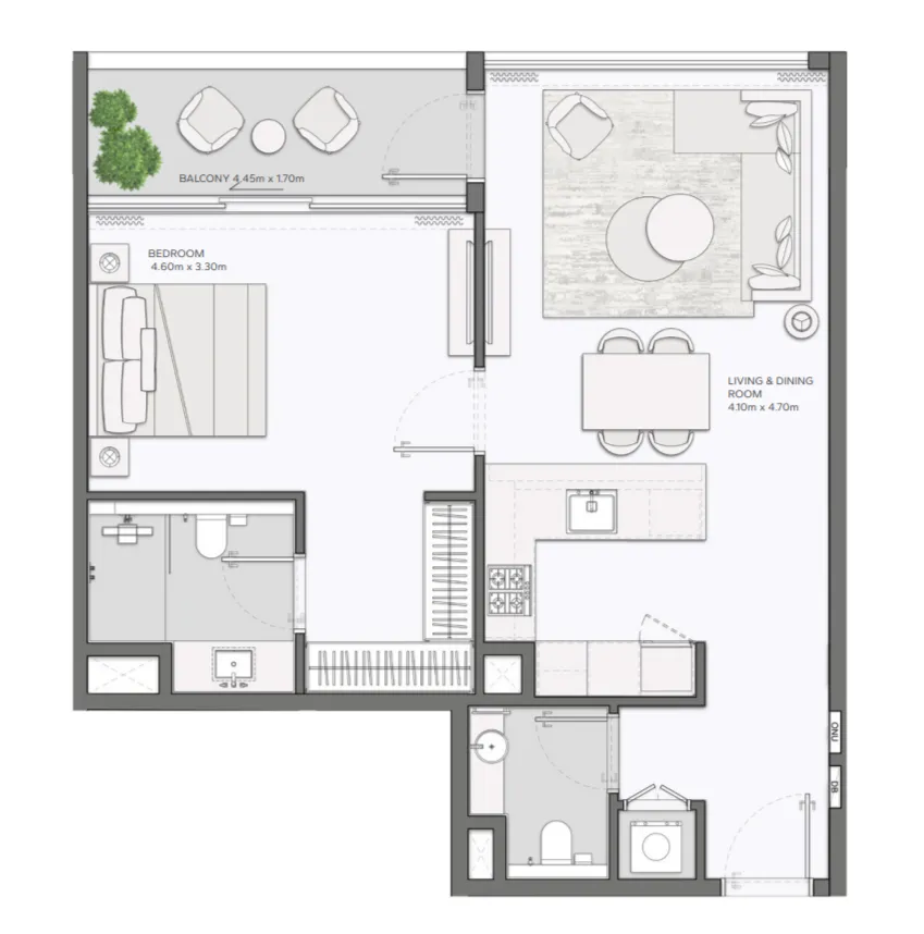 1 bed