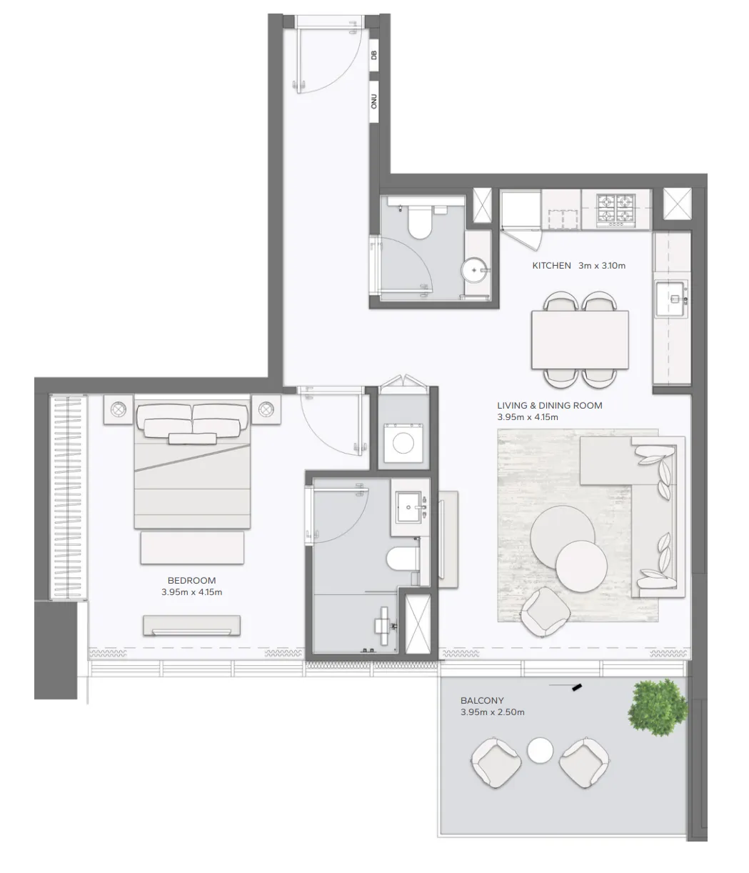 1 bedroom floor plan