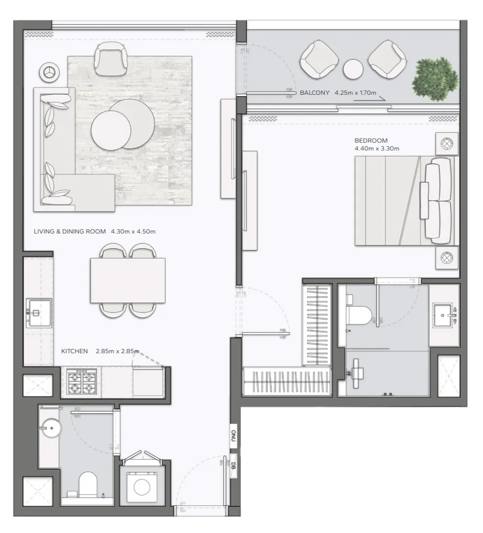 1 bed