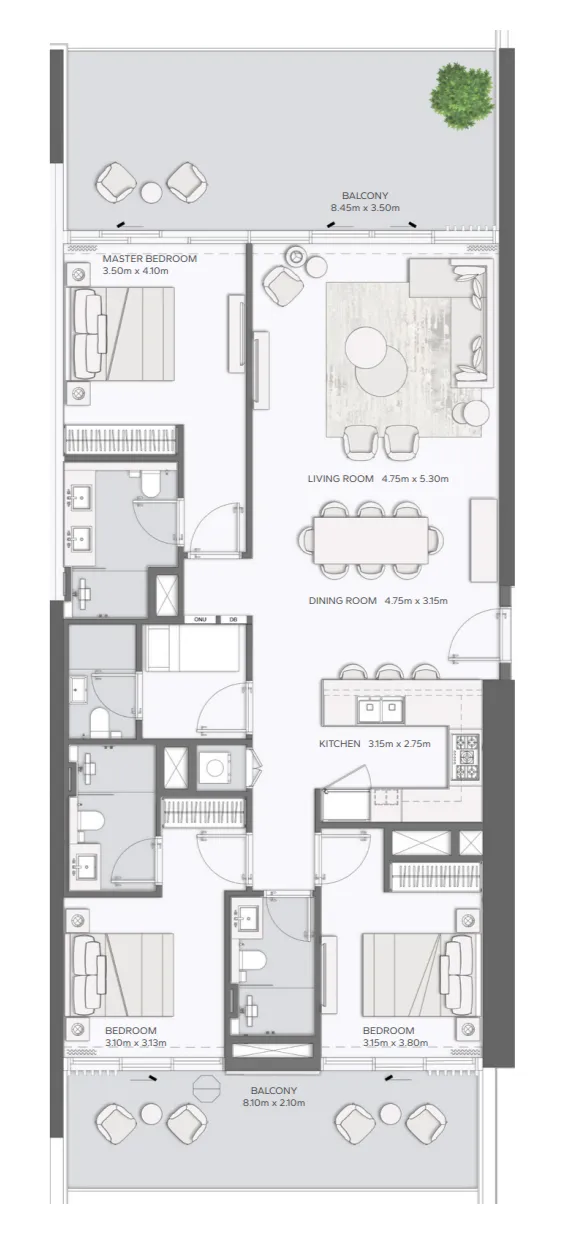 3 bedrooms floor plan