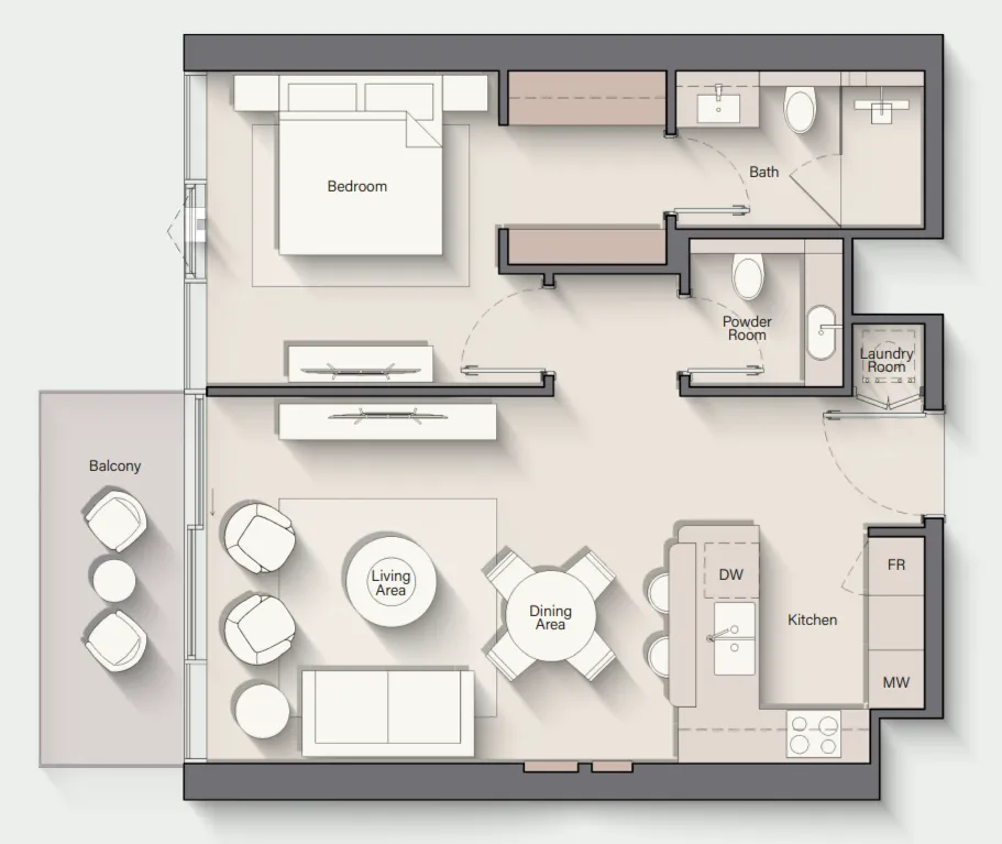 1 bed