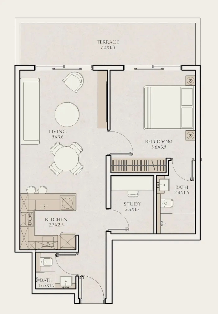 1 bedroom floor plan