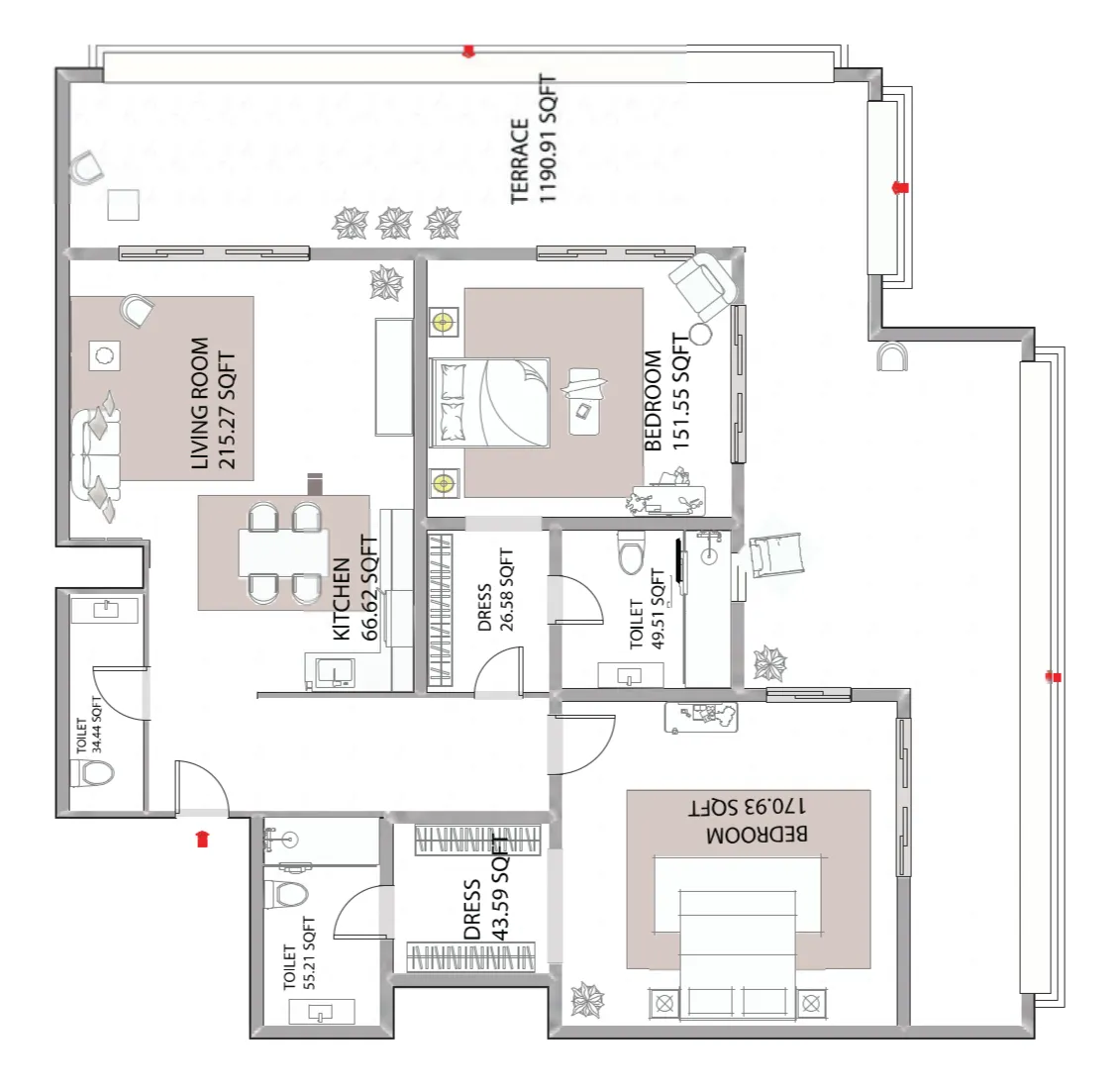 2 bed